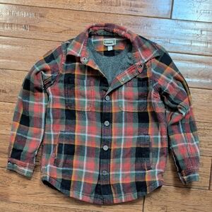 Duluth Trading Co Red, Black & Green Plaid Button-Front Shirt Jacket Shaket